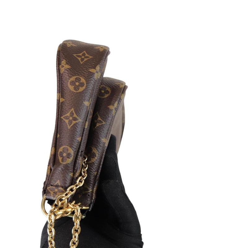 Leather Chain Short Shoulder Strap Black For LV Multi Pochette