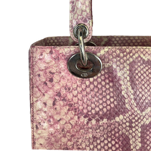 Python Medium Lady Dior Pink Bag SHW