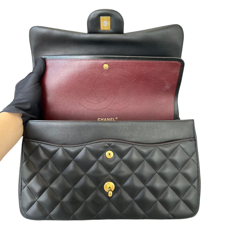 Lambskin Jumbo Double Flap Black GHW