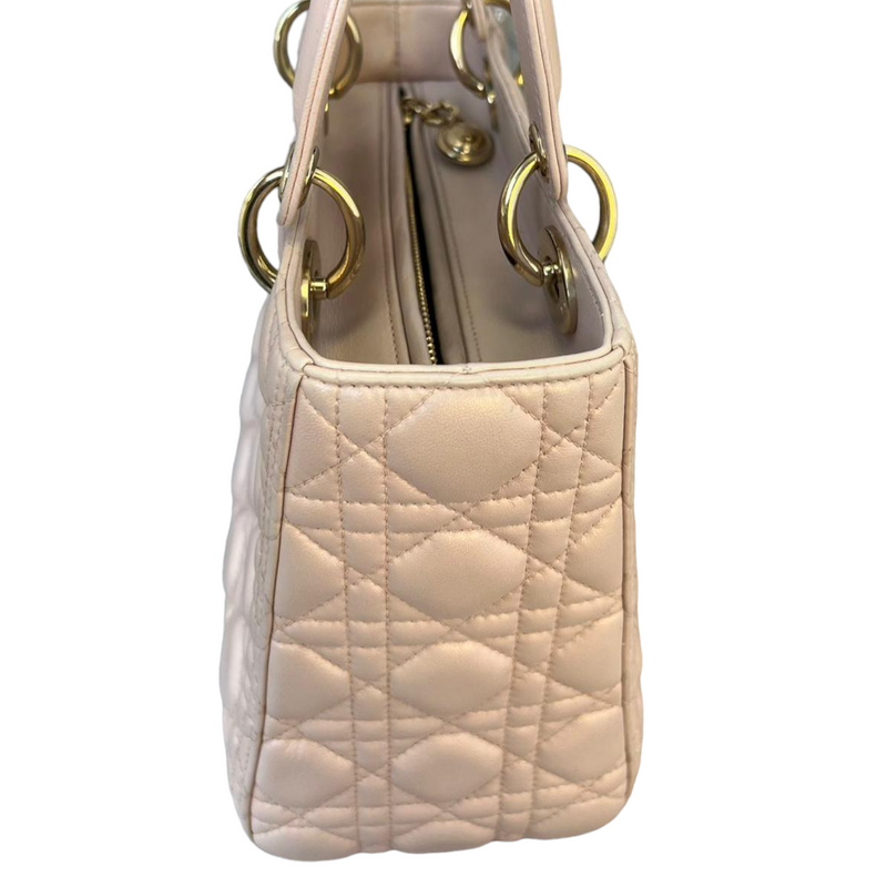 CHRISTIAN DIOR Lambskin Cannage Medium Lady Dior Light Pink 1304171