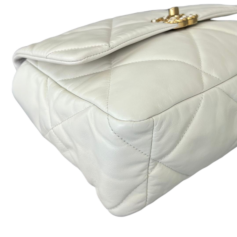 Lambskin Quilted Large Chanel 19 Flap White MHW