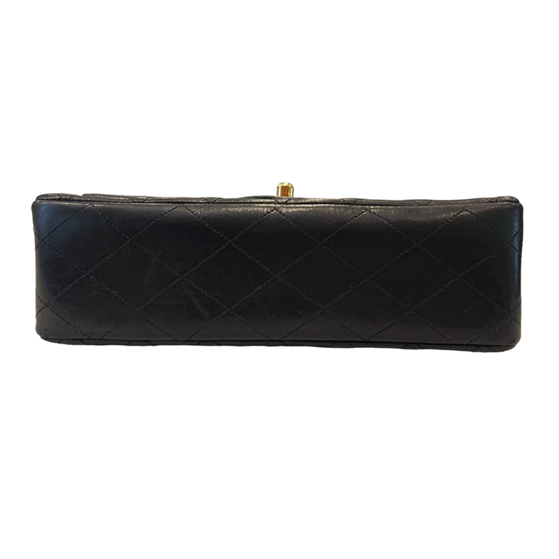 Lambskin Quilted Small Vintage Double Flap Black GHW