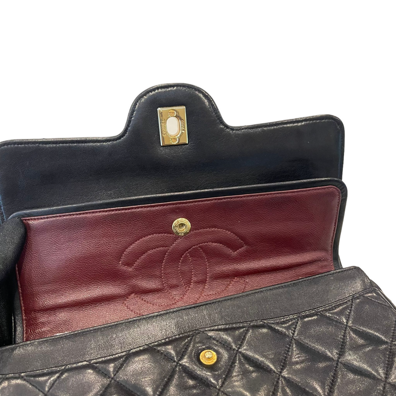 Lambskin Quilted Small Vintage Double Flap Black GHW