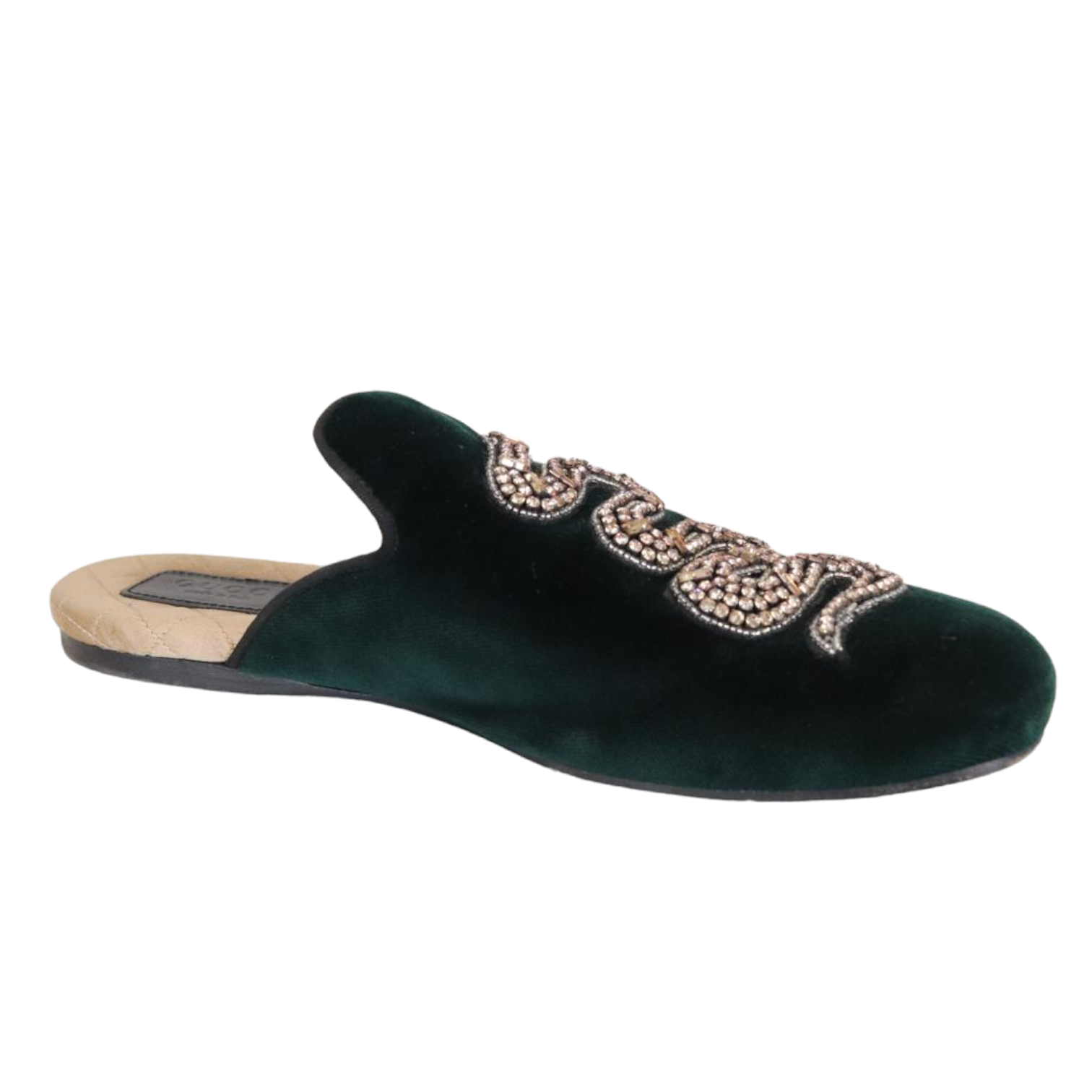 Gucci Velvet Snake Lawrence Slippers Green Size 8 Bag Religion