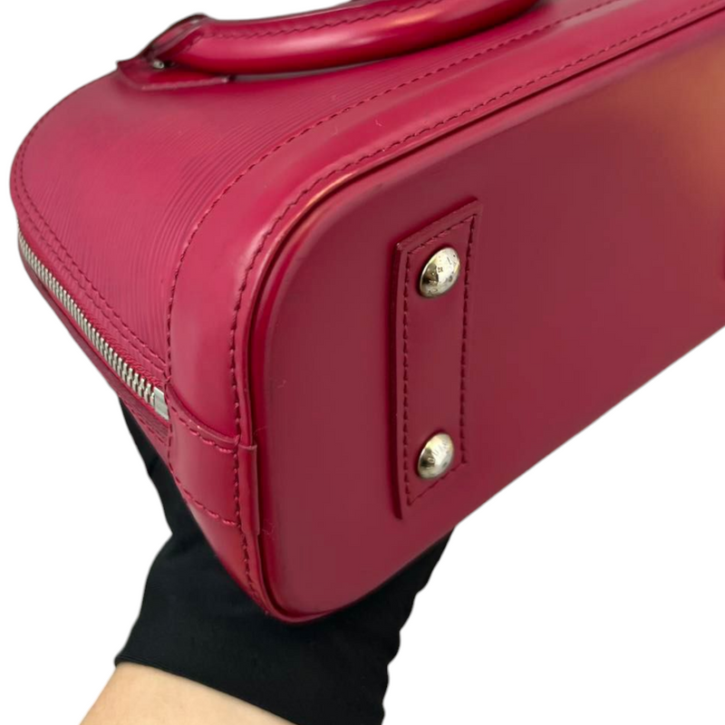LOUIS VUITTON Authentic Women's Epi Alma Hand Bag Round Zipper Brown  Leather