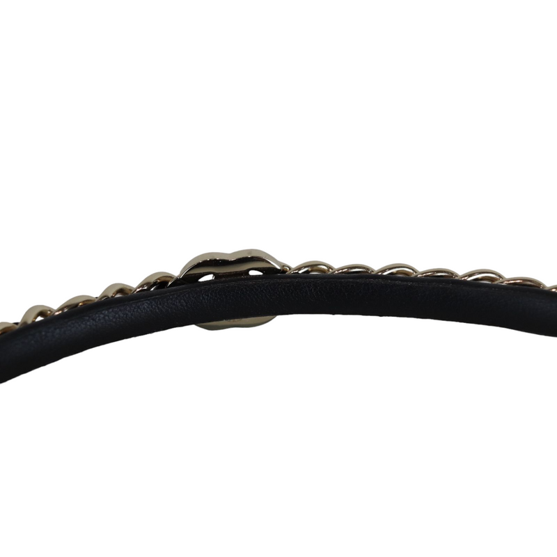 Metal Lambskin CC Turnlock Chain Headband Gold Black GHW