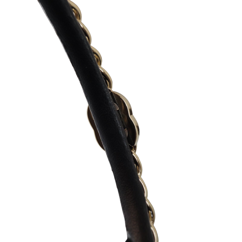 Metal Lambskin CC Turnlock Chain Headband Gold Black GHW