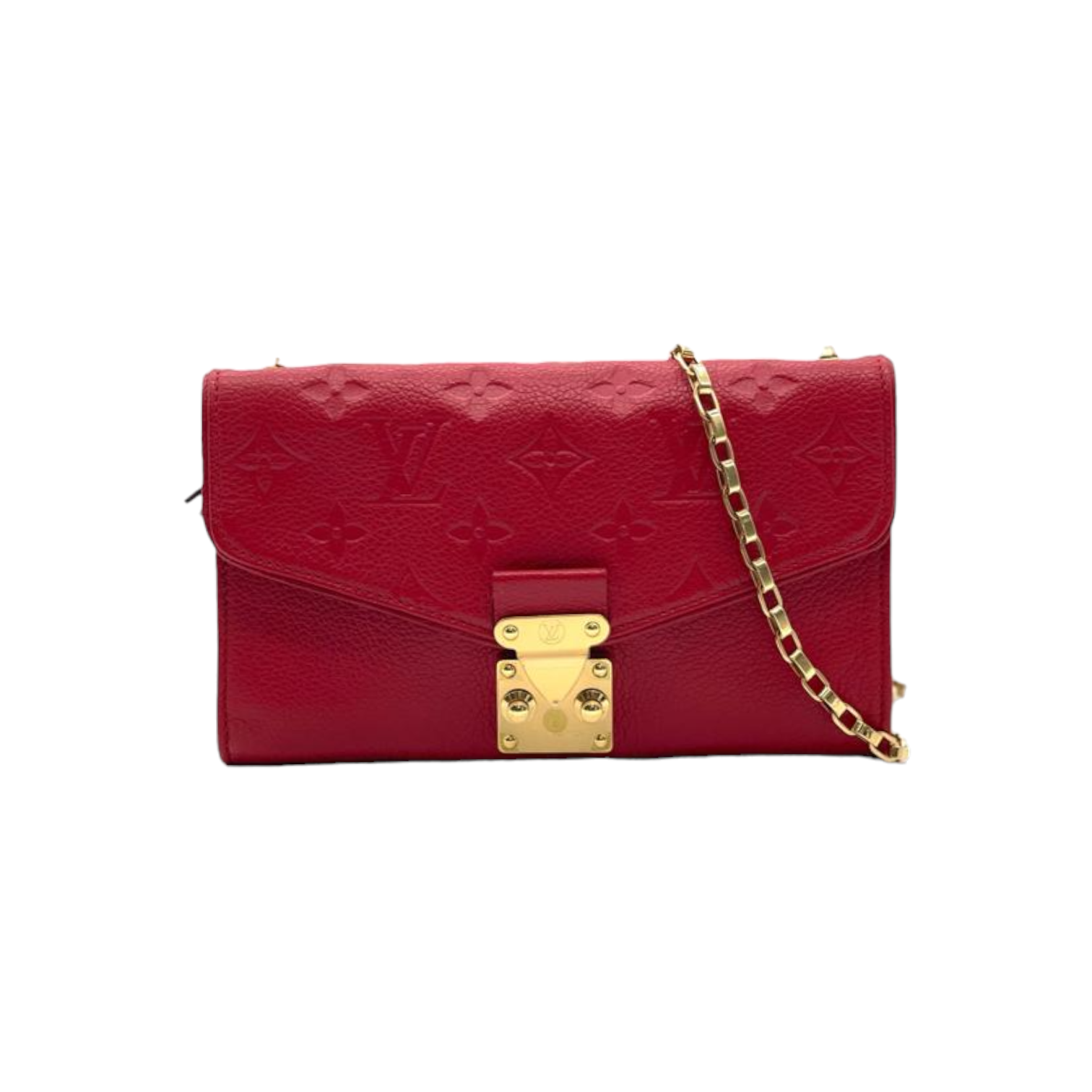 Louis Vuitton Saint Germain Pochette Empreinte Chain Wallet Red