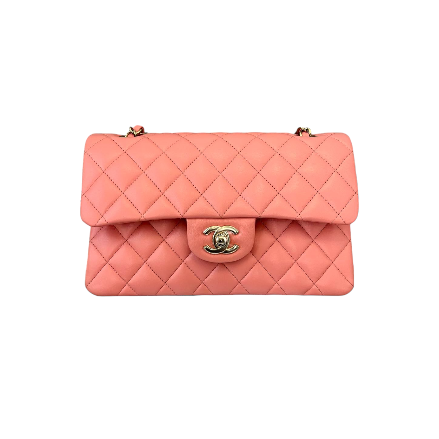 Chanel Classic Flap Bag Medium Rose Sakura Pink 22K Lambskin Champagne Gold  HW,  in 2023