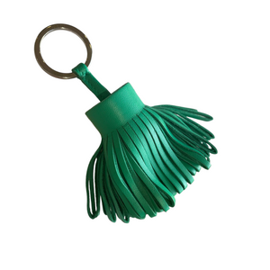 Leather Carmen Tassel Key Ring Green PHW