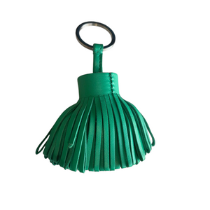 Leather Carmen Tassel Key Ring Green PHW