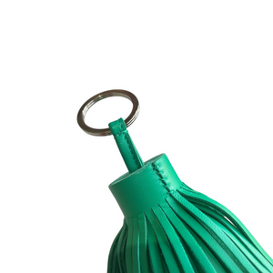 Leather Carmen Tassel Key Ring Green PHW