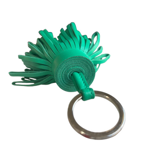 Leather Carmen Tassel Key Ring Green PHW