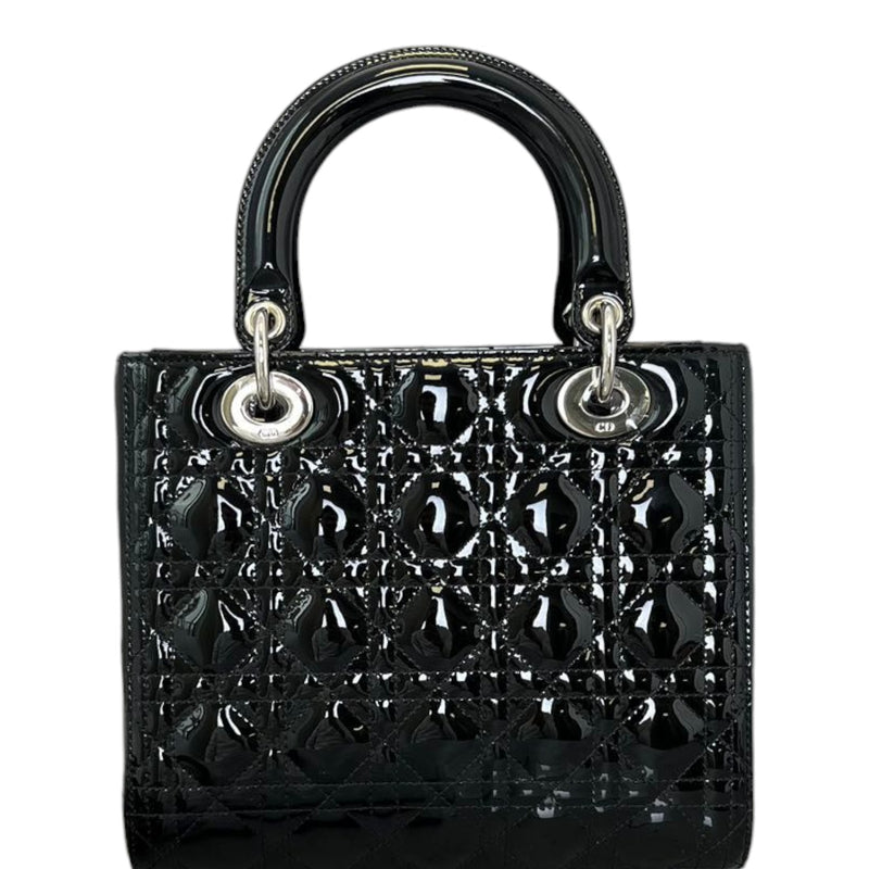 Medium Lady Dior Top Flap Patent Cannage Black SHW