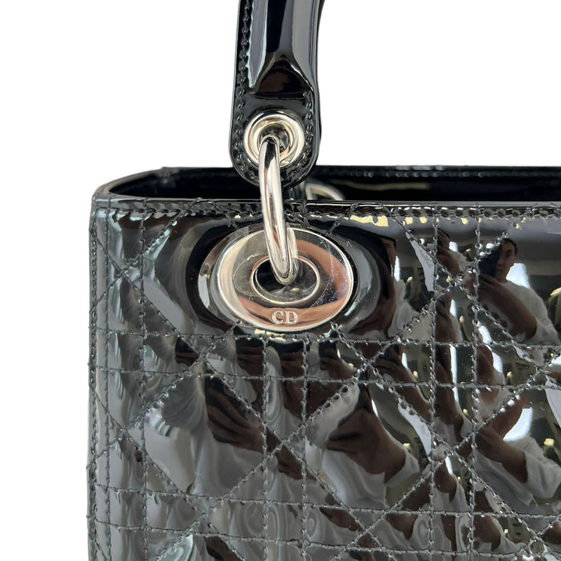 Medium Lady Dior Top Flap Patent Cannage Black SHW