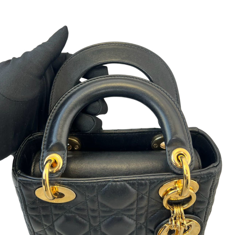 Mini Lady Dior Lambskin Cannage Black GHW