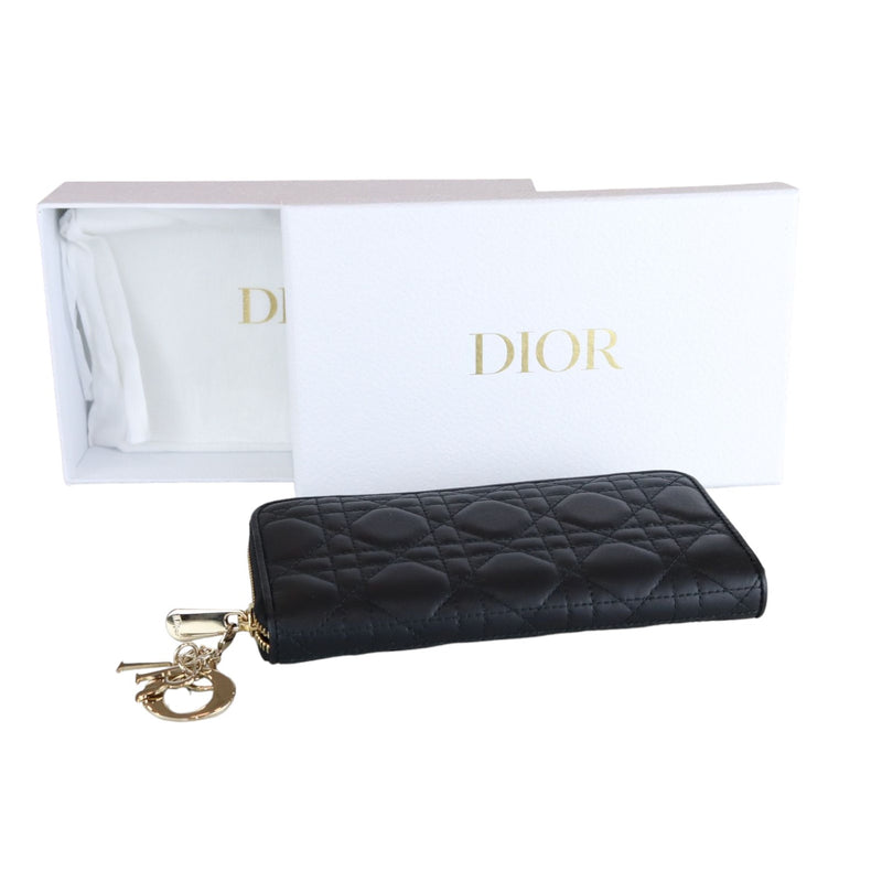 Lady Dior Zip Wallet Lambskin Cannage Black GHW