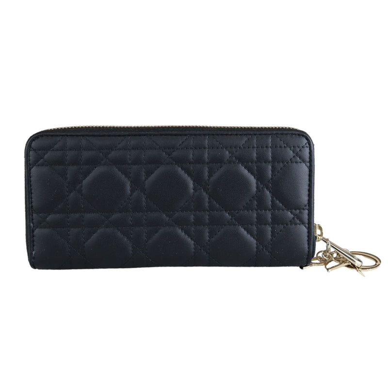 Lady Dior Zip Wallet Lambskin Cannage Black GHW