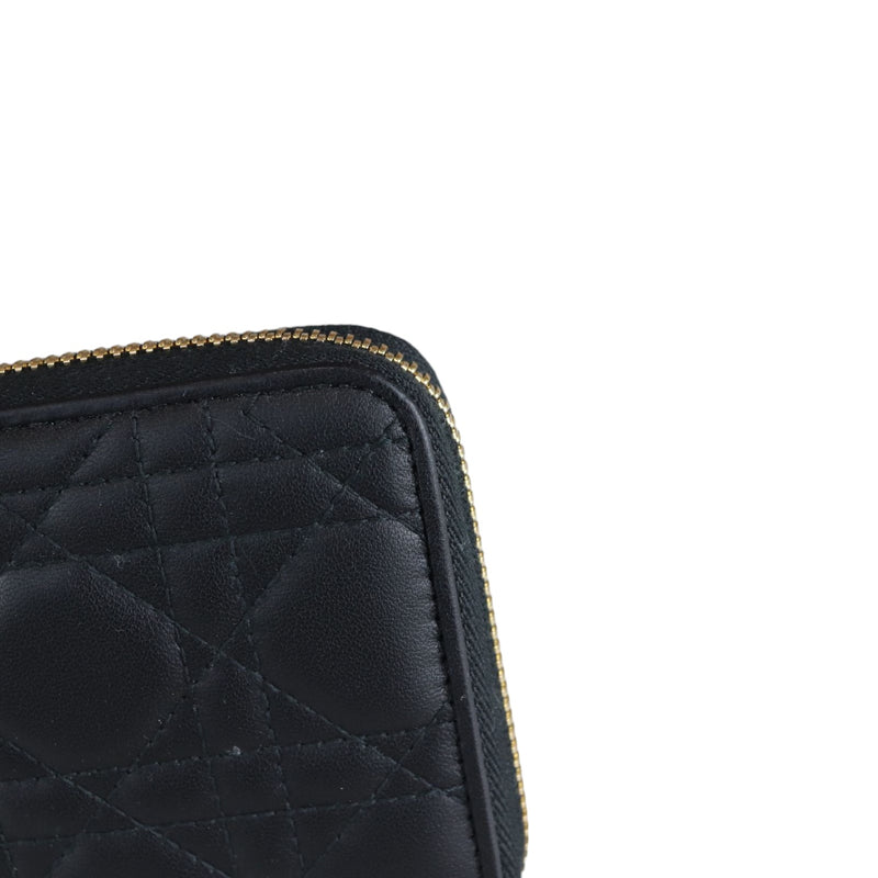 Lady Dior Zip Wallet Lambskin Cannage Black GHW