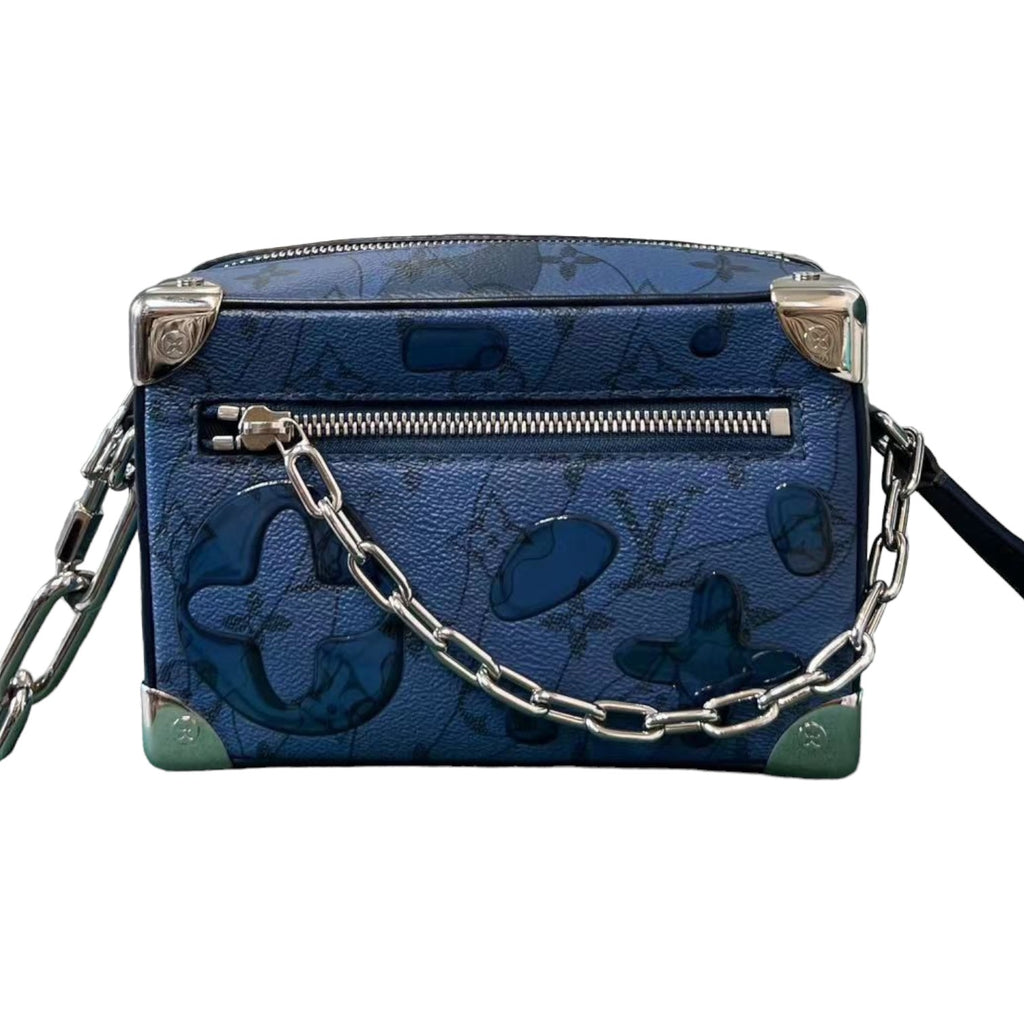 Soft Trunk Mini Cowhide Monogram Denim Blue SHW