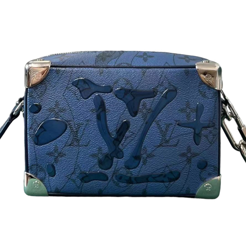 Soft Trunk Mini Cowhide Monogram Denim Blue SHW