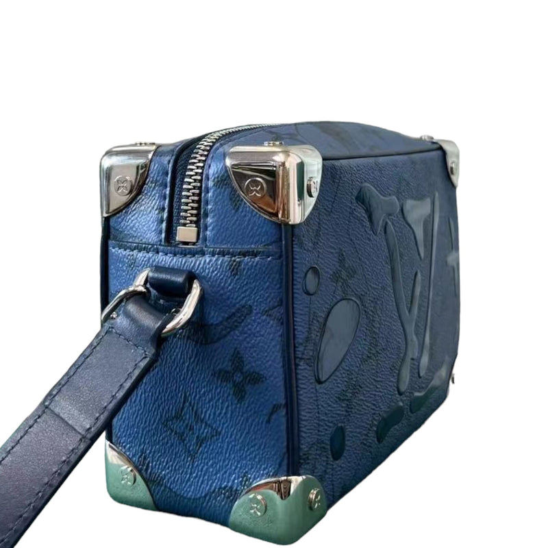 Soft Trunk Mini Cowhide Monogram Denim Blue SHW