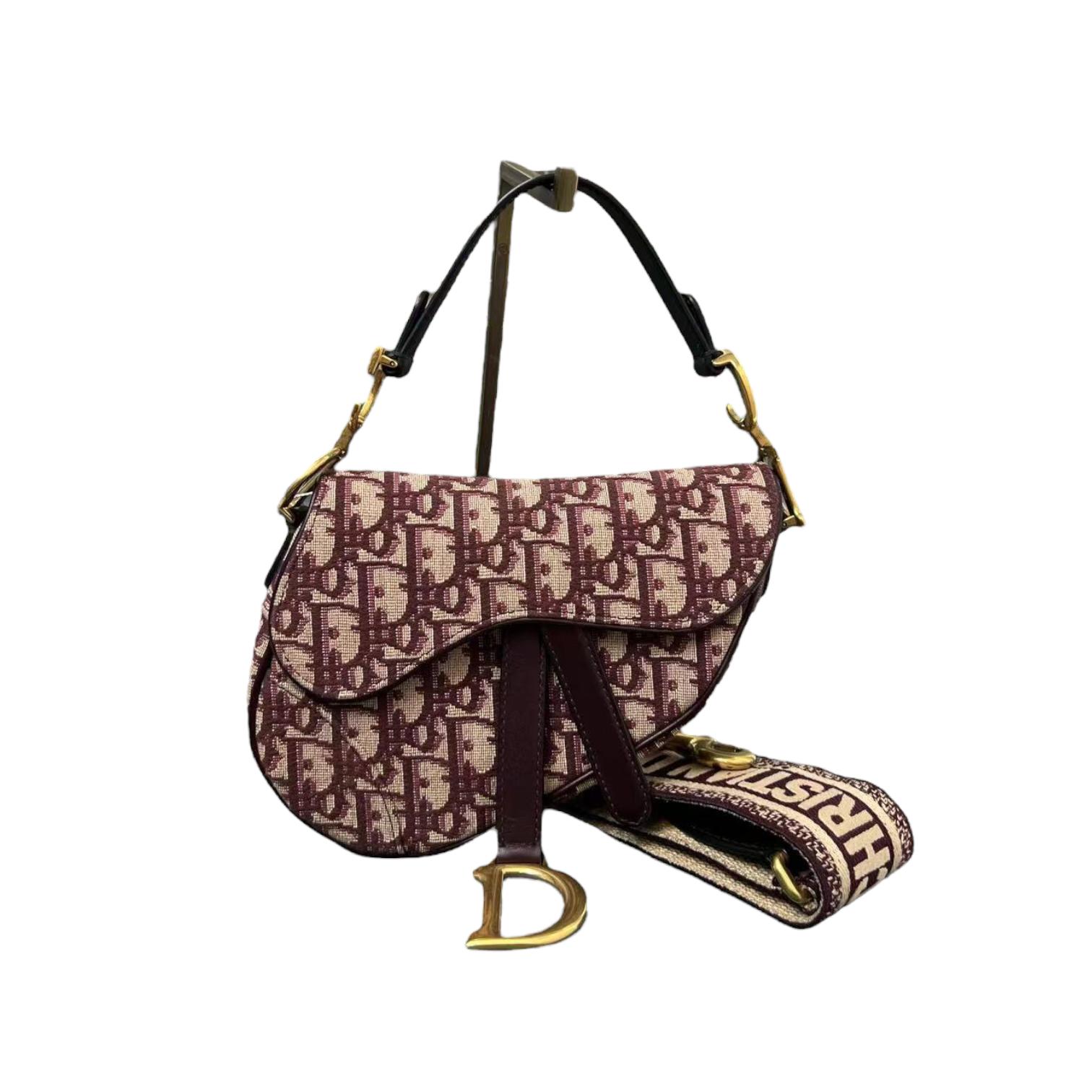 Dior burgundy shop saddle bag