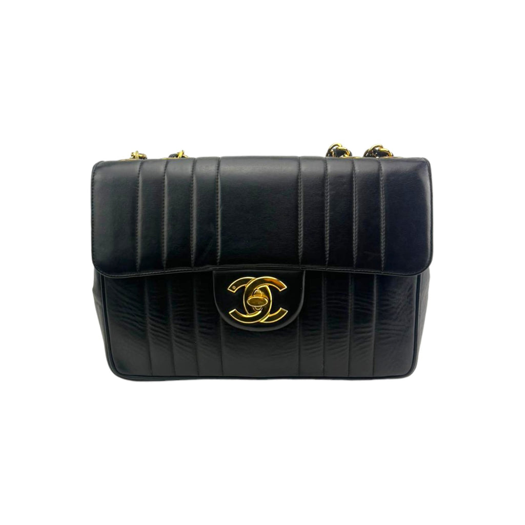 Jumbo XL Flap Lambskin Quilted Black GHW