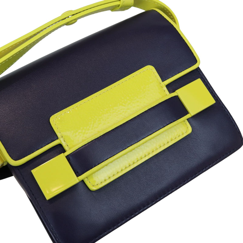 Madame Mini Shoulder Calfskin Yellow Navy