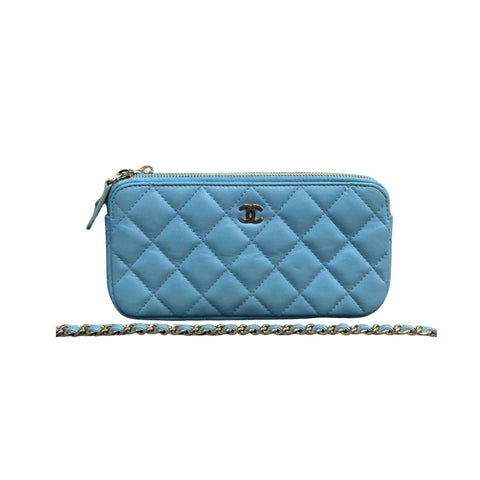 Trendy CC Flap Small Lambskin Quilted Light Blue GHW