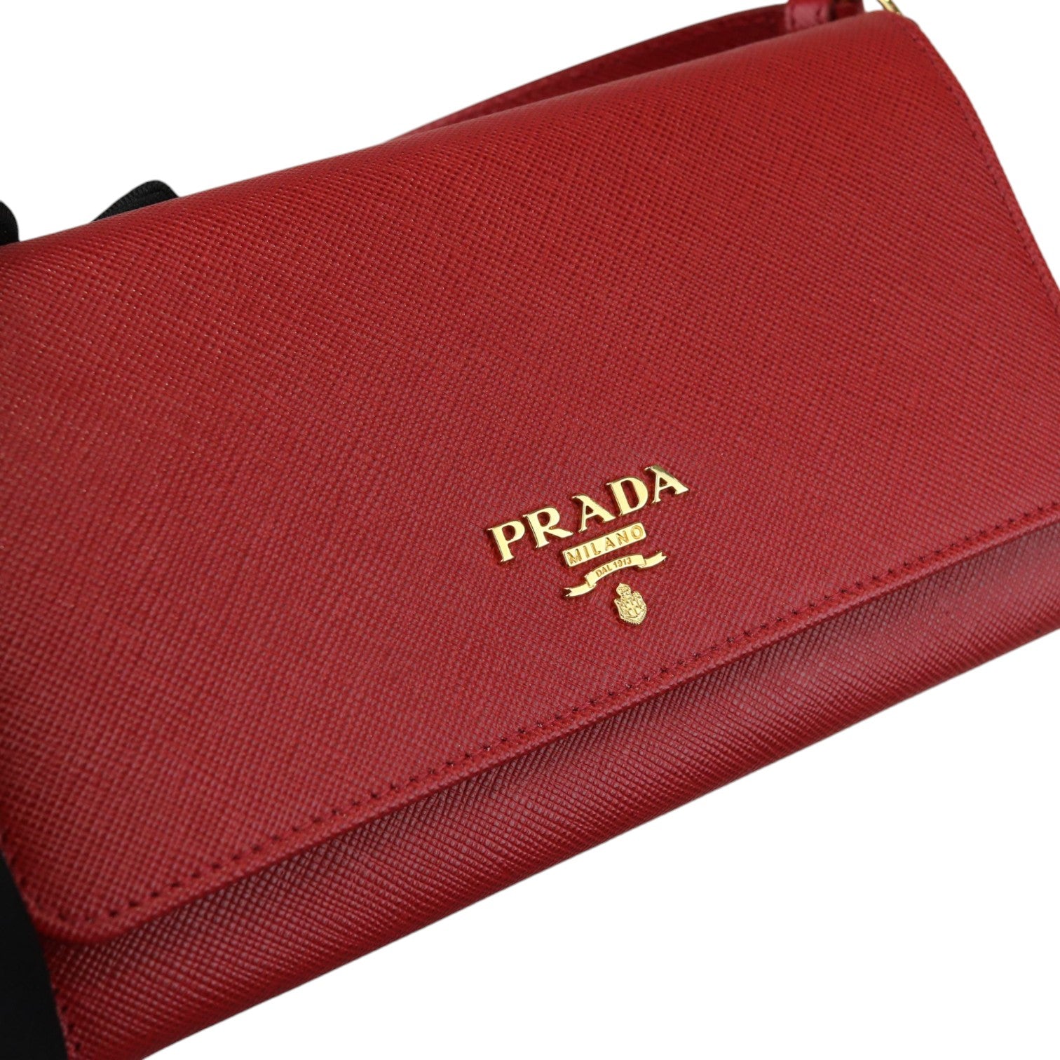 Prada Flap Wallet With Strap Saffiano Red GHW Bag Religion