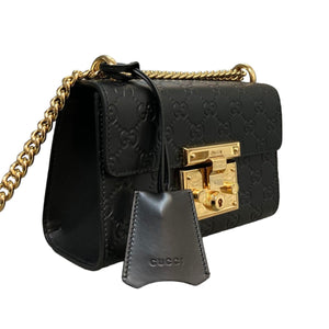 Padlock Shoulder Bag Small Guccissima Black GHW