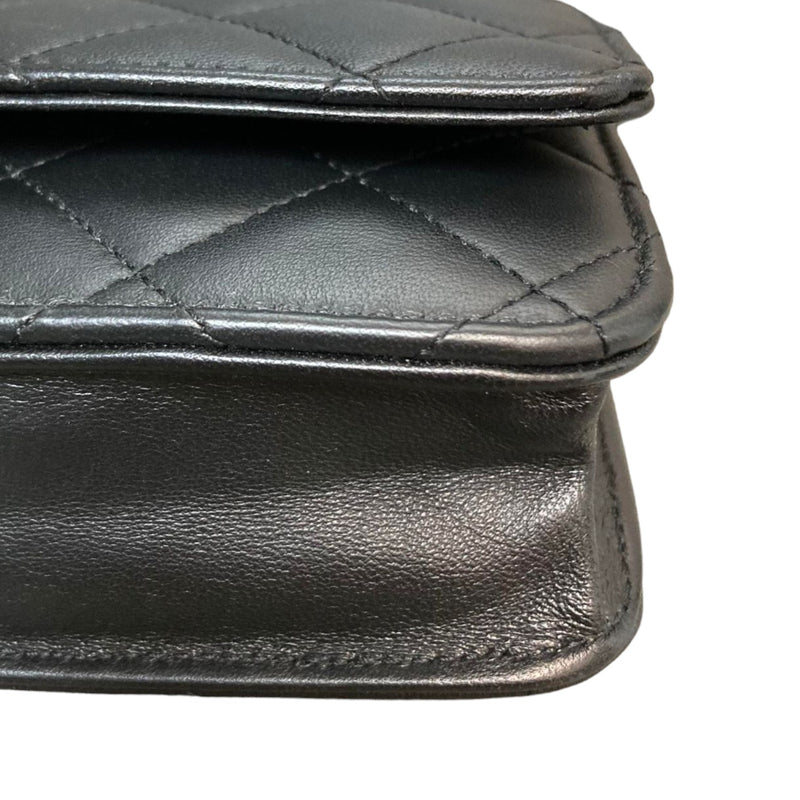 Wallet On Chain WOC Lambskin Quilted Black SHW