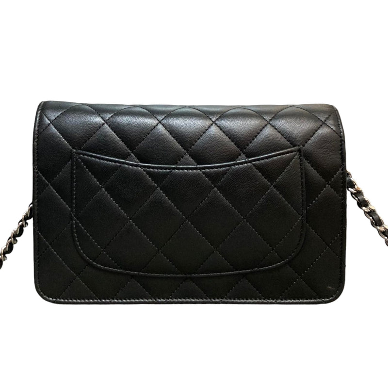 Wallet On Chain WOC Lambskin Quilted Black SHW