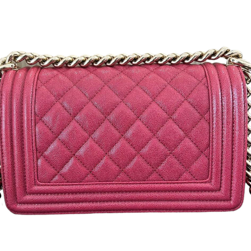 Boy Flap Small Caviar Quilted Fuchsia GHW