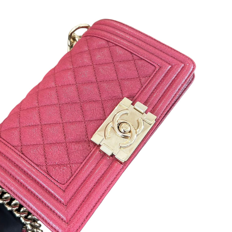 Boy Flap Small Caviar Quilted Fuchsia GHW