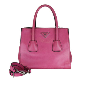 Twin Pocket Leather Satchel Pink SHW