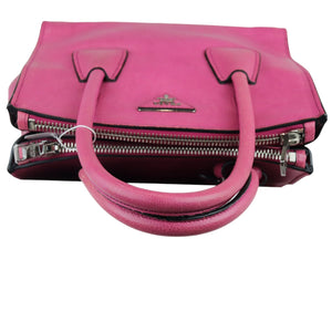 Twin Pocket Leather Satchel Pink SHW