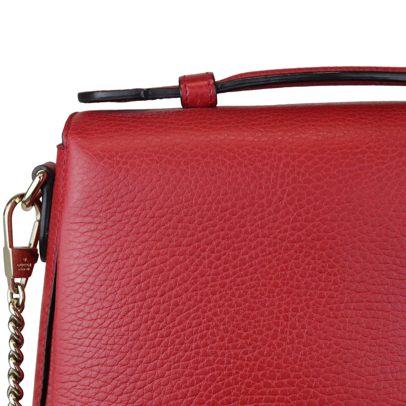 Interlocking G Top Handle Medium Dollar Calfskin Red GHW