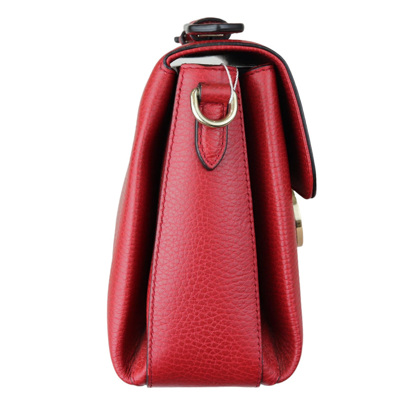 Interlocking G Top Handle Medium Dollar Calfskin Red GHW