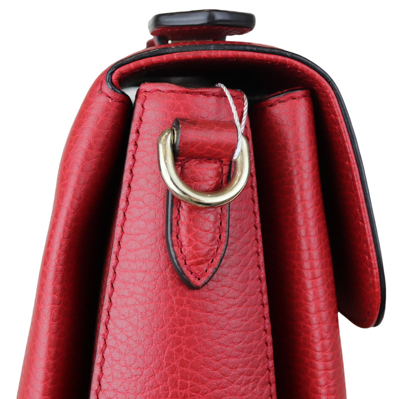 Interlocking G Top Handle Medium Dollar Calfskin Red GHW