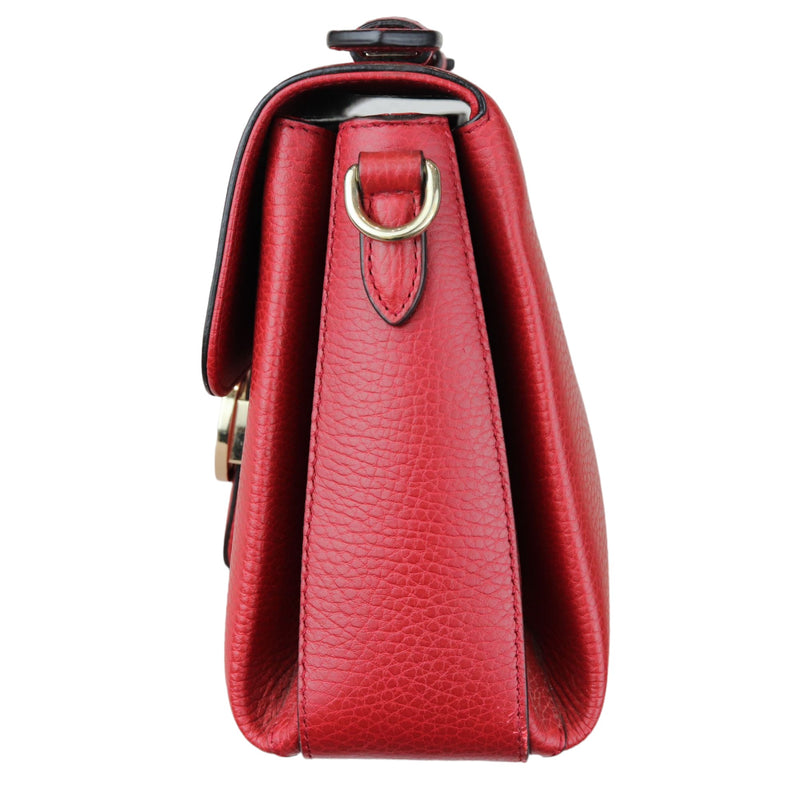 Interlocking G Top Handle Medium Dollar Calfskin Red GHW