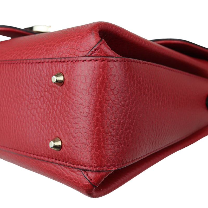 Interlocking G Top Handle Medium Dollar Calfskin Red GHW