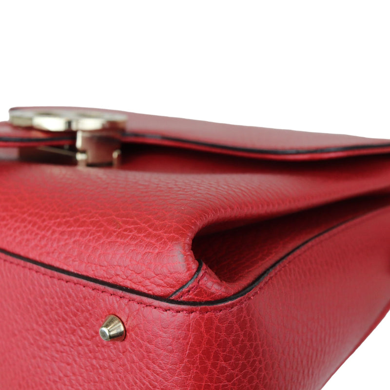 Interlocking G Top Handle Medium Dollar Calfskin Red GHW