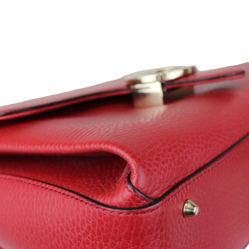 Interlocking G Top Handle Medium Dollar Calfskin Red GHW