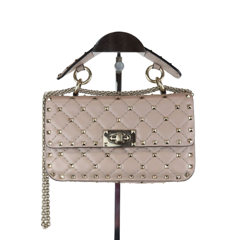 Rockstud Spike Shoulder Small Nappa Beige LGHW