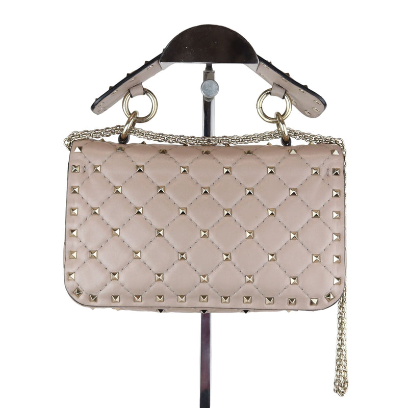 Rockstud Spike Shoulder Small Nappa Beige LGHW