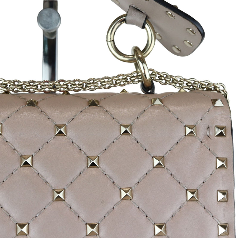 Rockstud Spike Shoulder Small Nappa Beige LGHW