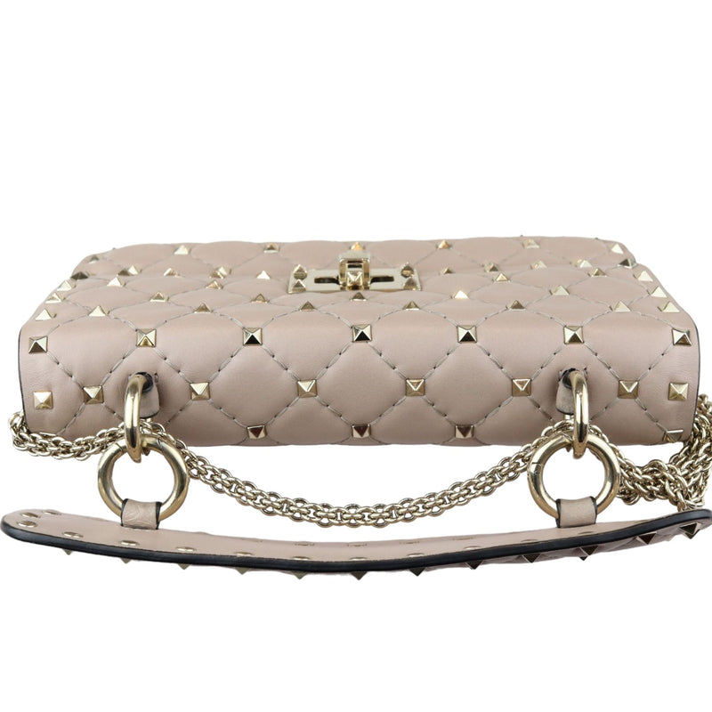 Rockstud Spike Shoulder Small Nappa Beige LGHW