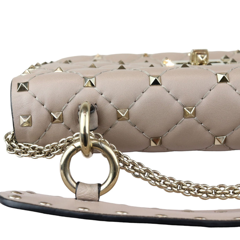 Rockstud Spike Shoulder Small Nappa Beige LGHW